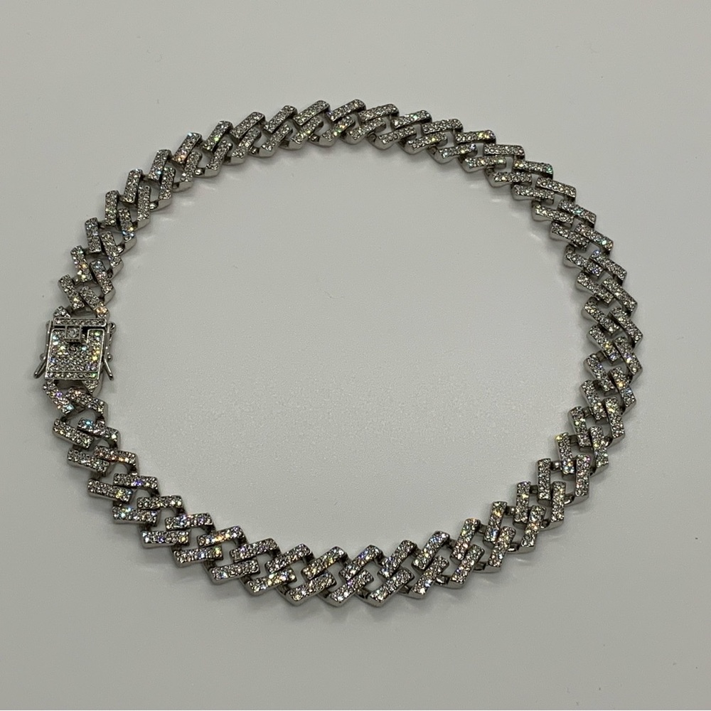 14k White Gold Plated Cuban Prong Link Chain 13mm 18”Premium Choker Necklace